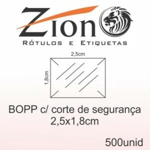 Etiquetas BOPP com Corte de Segurança - 2,5x1,8CM - 500 etiquetas