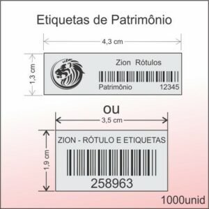 Etiquetas de Patrimônio - 4,3X1,3CM - 1000 ETIQUETAS