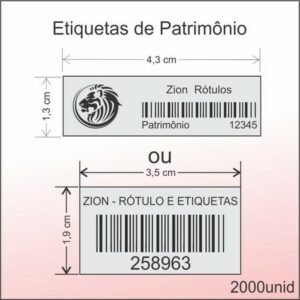 Etiquetas de Patrimônio - 4,3X1,3CM - 2000 ETIQUETAS