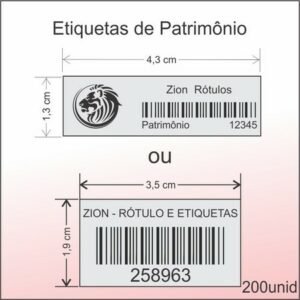 Etiquetas de Patrimônio - 4,3X1,3CM - 200 ETIQUETAS